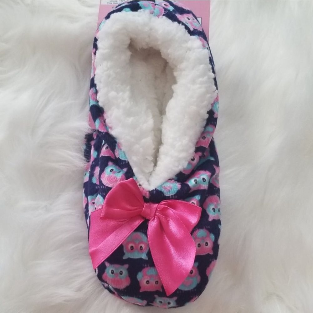Navy owl slippers